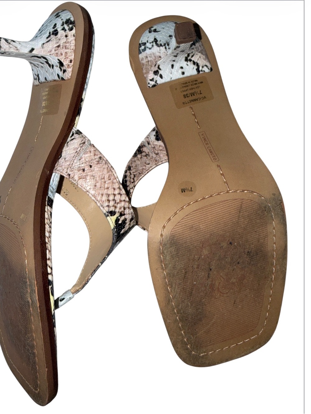 Vince Camuto Cannetta Sandal Snake-Print Kitten Heel leather Thong - Picture 5 of 8